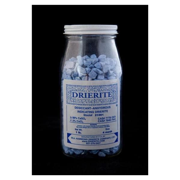 Drierite Indicator Absorbent Blue Anhydrous Calcium Sulfate 1lb Glass Bottle Ea