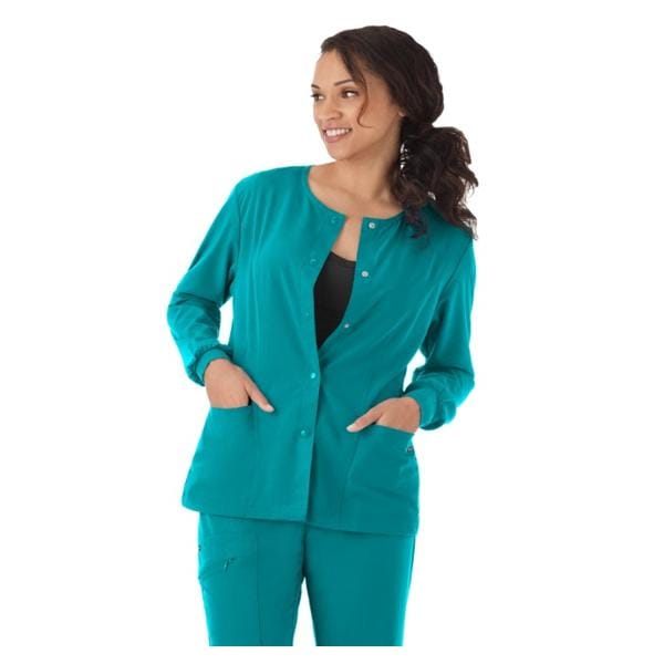 Scrub Jacket 3 Pockets Long Sleeves / Knit Cuff Small Teal Womens Ea