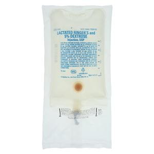 Lactated Ringers Solution Dextrose 5% 500mL Bag Ea, 24 EA/CA