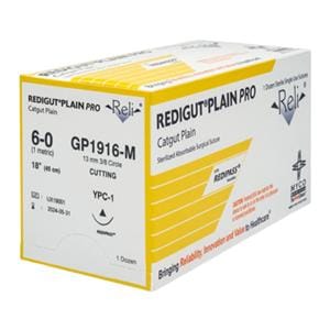 Redigut Plain Pro Suture 6-0 18" Catgut Monofilament YPC-1 Natural 12/Bx