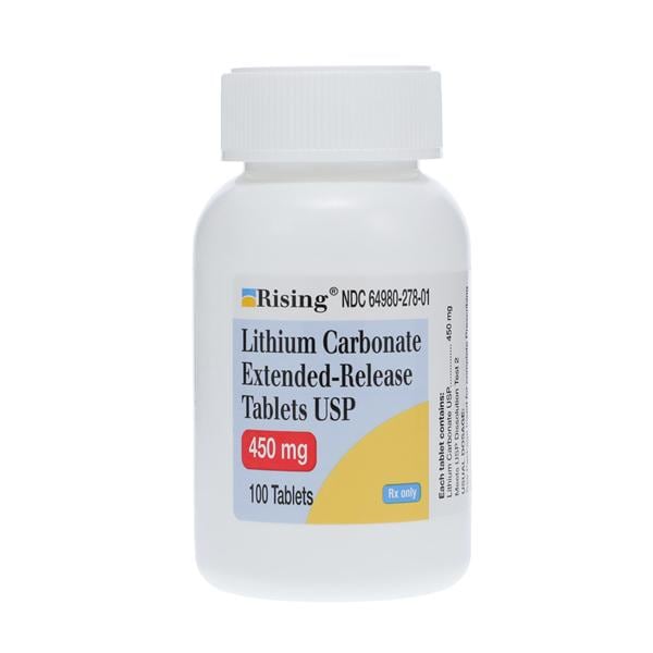 Lithium Carbonate Extended-Release Tablets 450mg Bottle 100/Bt