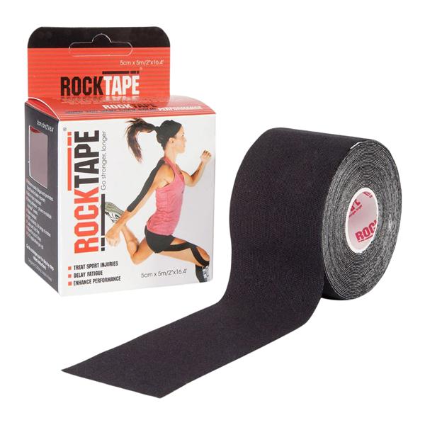 RockTape Kinesiology Tape 97% Cotton/3% Nylon 16.4'x2" Black Ea