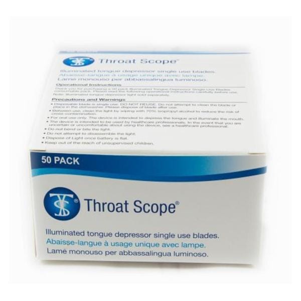 Throat Scope Illuminated Tongue Depressor 1 in x 4 in Non-Sterile 50/Bx