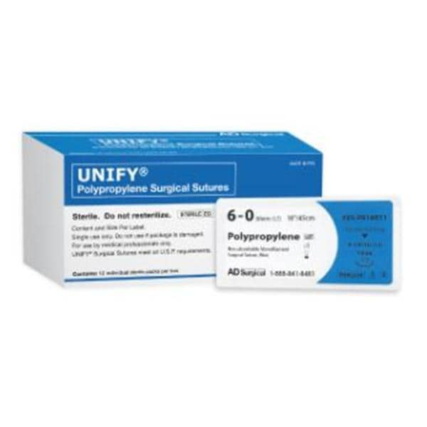 Unify Suture 4-0 18" Polypropylene Monofilament PS-3 Blue 12/Bx