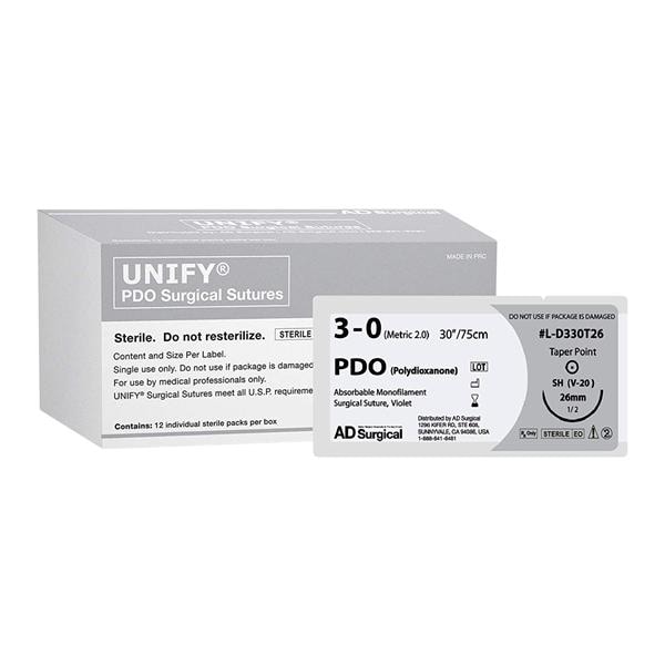 Unify Suture 3-0 30" Polydioxanone Monofilament V-20 Violet 12/Bx