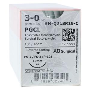 Unify Suture 3-0 18" Poliglecaprone Monofilament PS-2 / FS-2 Violet 12/Bx