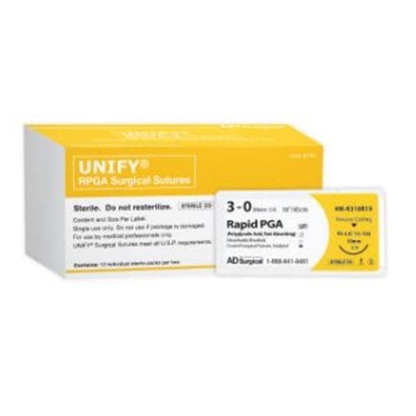 Unify Suture 5-0 18" Rapid Polyglycolic Acid Braid PS-2 / FS-2 Undyed 12/Bx