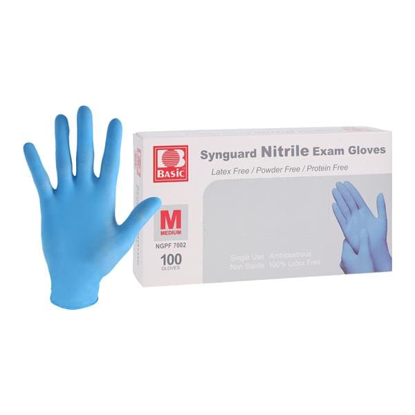 Synguard Nitrile Exam Gloves Medium Blue Non-Sterile