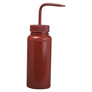 Wide Mouth Wash Bottle Polyethylene Red 16oz/500mL Ea