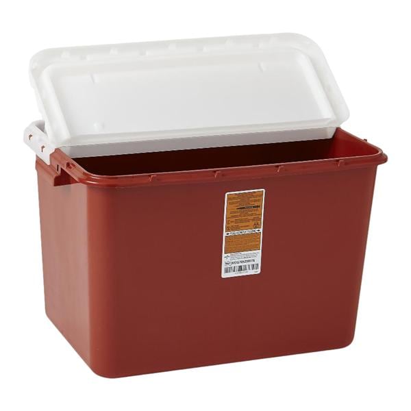 Sharps Container 8gal Red 18.5x17.9x12.4" Hinged Lid Locking Lid Plastic 10/Ca