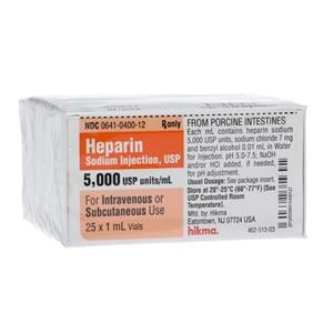 Heparin Sodium Injection 5,000U/mL SDV 1mL 25/Bx