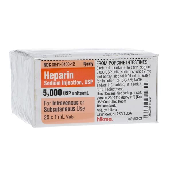 Heparin Sodium Injection 5,000U/mL SDV 1mL 25/Bx