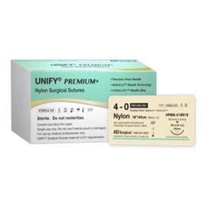 Unify Premium + Suture 4-0 27'' Nylon Monofilament PS-1 Black 12/Bx