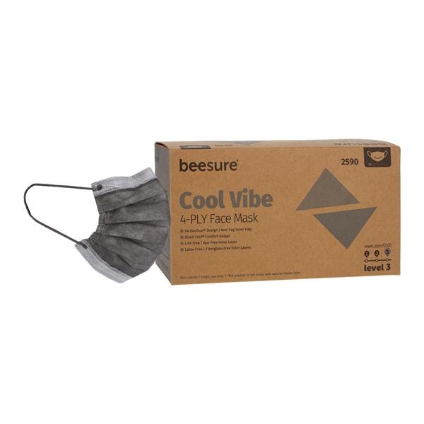 BeeSure Vibe Earloop Mask ASTM Level 3 Anti-Fog Gray 50/Bx