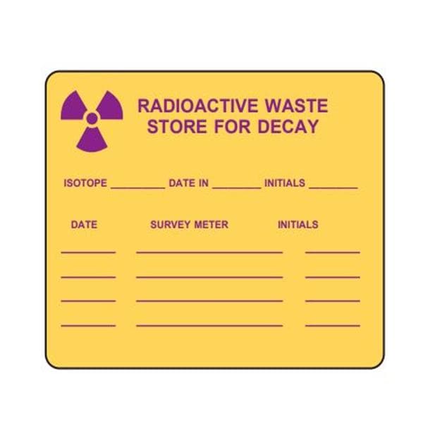 Warning Label Radioactive Waste Yellow 4x2.63" 240/Rl