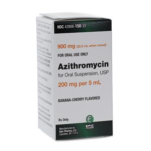 Azithromycin Oral Suspension 200mg/5mL 900mg Banana-Cherry Bottle 22.5mL