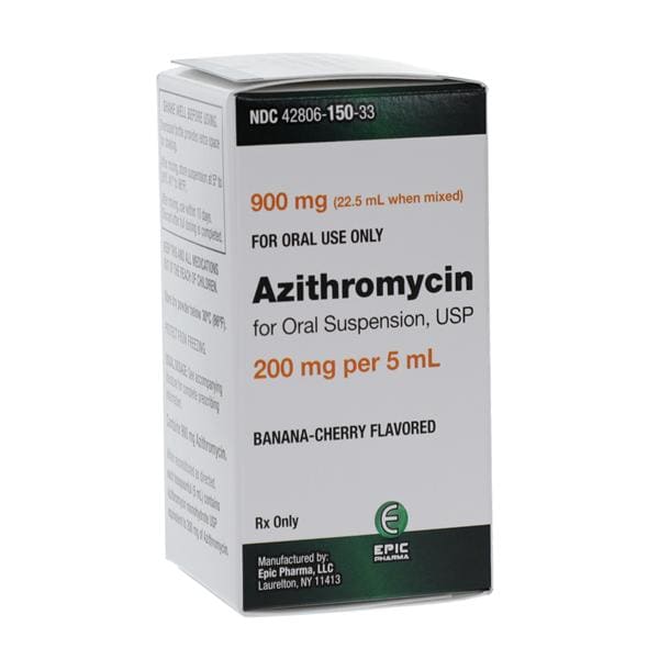 Azithromycin Oral Suspension 200mg/5mL 900mg Banana-Cherry Bottle 22.5mL