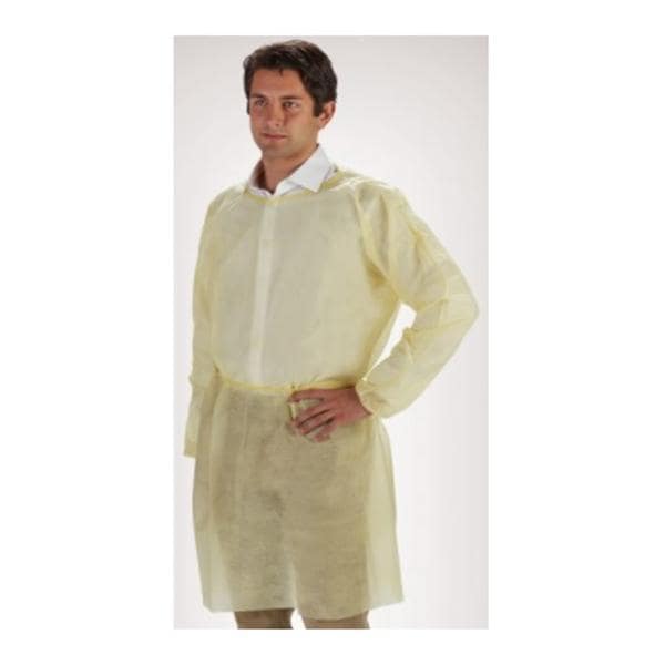 Isolation Gown Not AAMI Rated Antstc NWvn PP Medium / Large Yellow 10/Ca