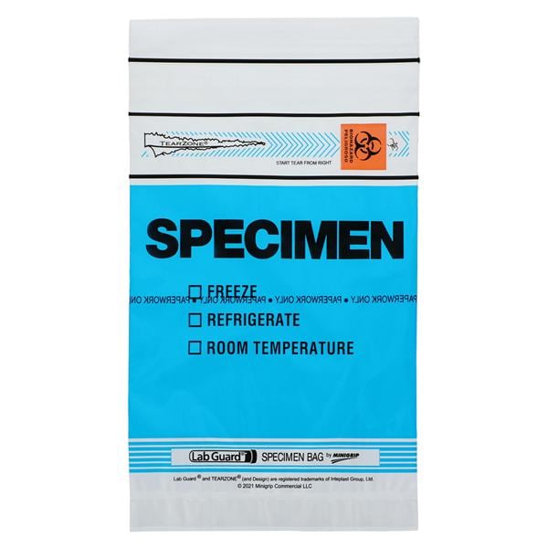 Lab Guard Specimen Bag Blue Ziplock Pouch 100/Pk