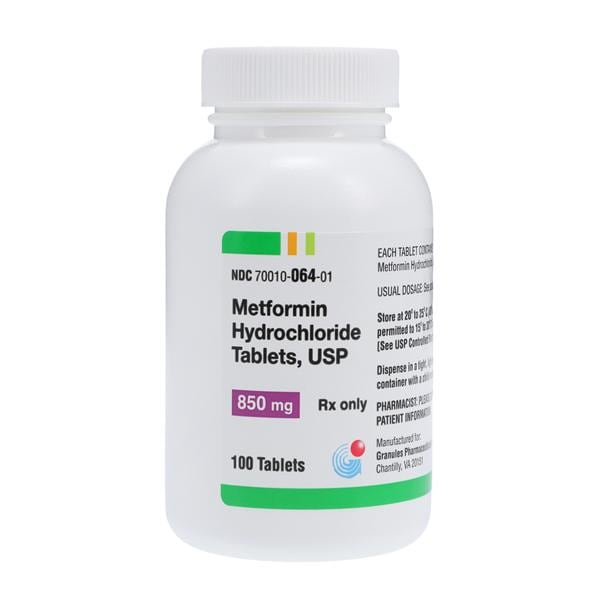 Metformin HCl Tablets 850mg Bottle 100/Bt