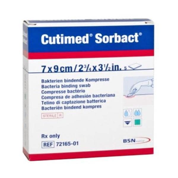 Cutimed Sorbact PU Fm/Flm/Slcn Swab Dressing 2.75x3.5 Strl Gntl Adh Grn Abs LF