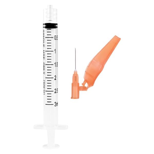 Sol-Care Safety Needle/ Syringe 25gx1" 3mL Safety Device Low Dead Space 50/Bx