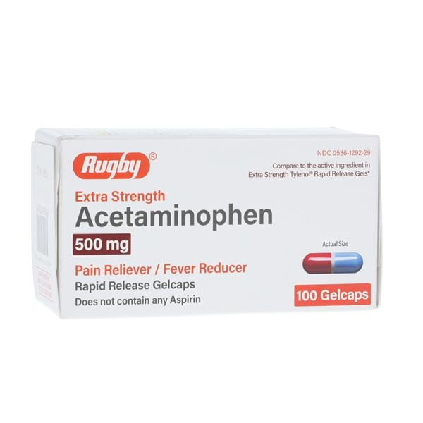 Acetaminophen Gel Caplets 500mg Extra Strength Rapid Release 100/Bt