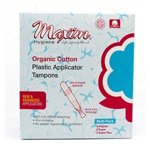 Tampon Organic Cotton 14ct Multipack Plstc Aplctr White Disposable Unscntd 12/Ca