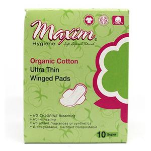 Sanitary Pad Organic Cotton Ultr Thn Spr Wngd White Disposable Frgrnc Fr 10/Bx