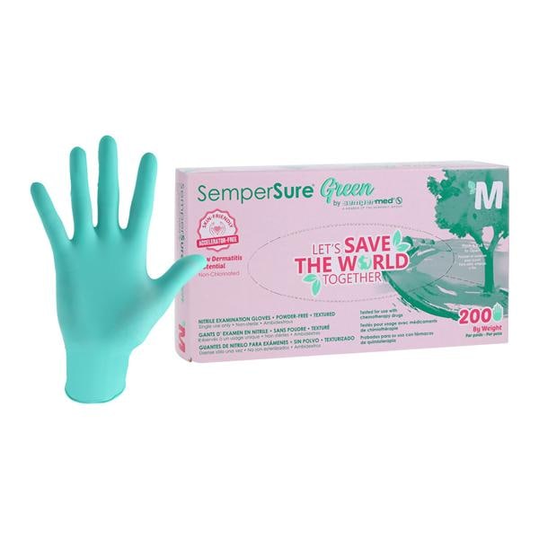 Sempermed Nitrile Exam Gloves Medium Green Non-Sterile, 10 BX/CA