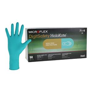 MICROFELX Digitsafety HaloKote Exam Gloves Medium Extended Green Non-Sterile, 10 BX/CA