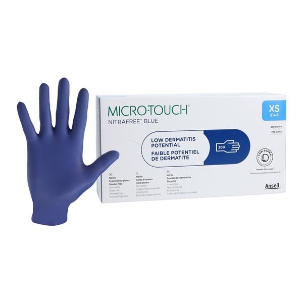 MICRO-TOUCH NitraFree Nitrile Exam Gloves X-Small Standard Blue Non-Sterile