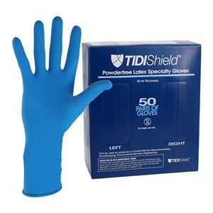 TidiShield Latex Exam Gloves Medium Blue Non-Sterile