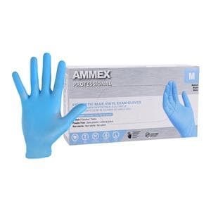 Ammex Vinyl Exam Gloves Medium Blue Non-Sterile