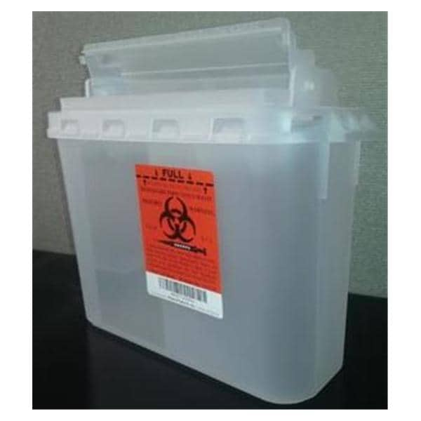 Sharps Container 5.4qt Clear 11-1/3x12x4-1/2" Mlbx Hrzntl Drp Plstc Ea