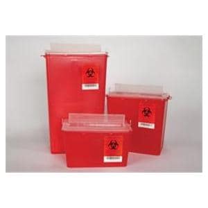 Plasti Products Sharps Container 8qt Red 11-3/4x6-3/4x11" Hrzntl Drp Plstc Ea