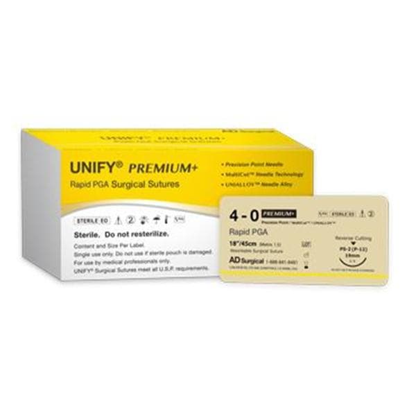 Unify Premium + Suture 5-0 18" Rapid Polyglycolic Acid Braid P-3 Undyed 12/Bx