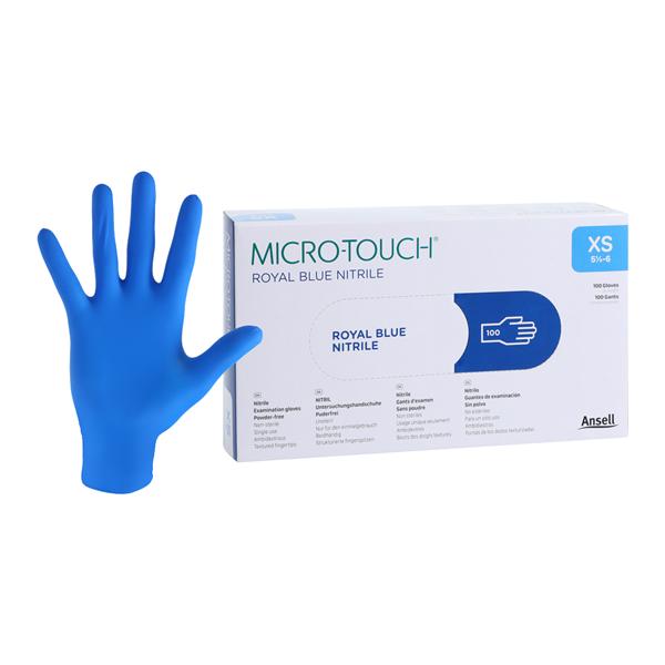 MICRO-TOUCH Royal Blue Nitrile Exam Gloves X-Small Standard Royal Blue NS