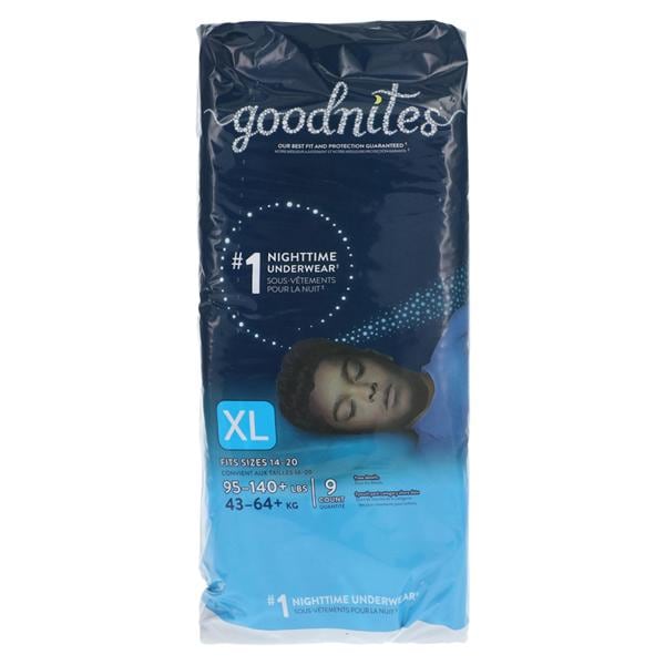 Goodnites Nighttime Underwear Youth Maximum White Disposable Male XL 95-140lbs