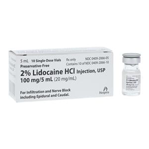 Lidocaine HCl Injection 2% Preservative Free SDV 5mL 10/Bx