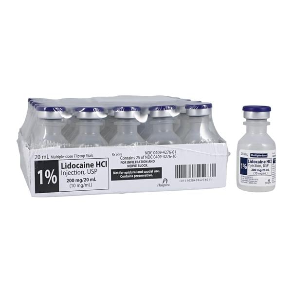 Lidocaine HCl Injection 1% MDV 20mL 25/Bx