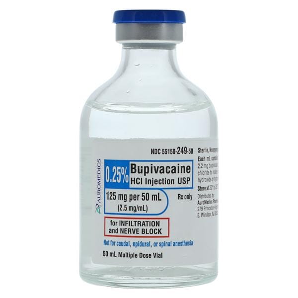 Bupivacaine HCl Injection 0.25% MDV 50mL 25/Bx