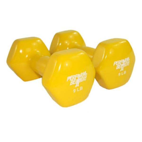 Perform Better Weight Dumbbell 9lb Vinyl Coated Yellow