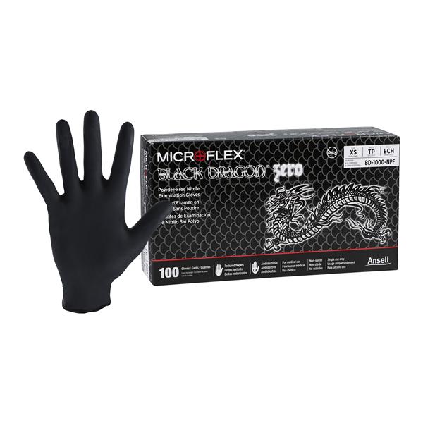 MICROFLEX Black Dragon Zero Nitrile Exam Gloves X-Small Standard Black NS, 10 BX/CA