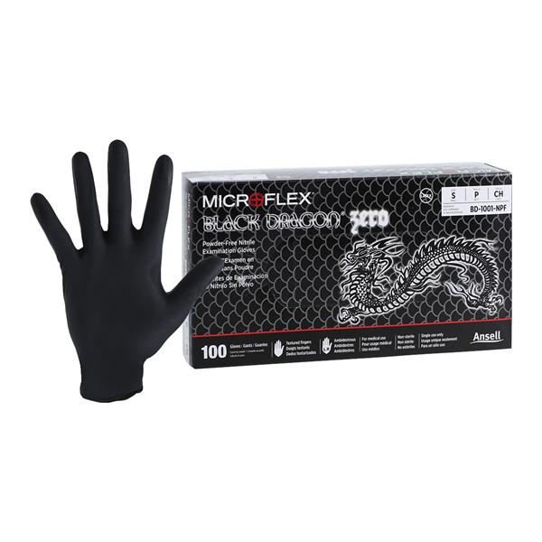 Black Dragon Nitrile Exam Gloves Small Black Non-Sterile