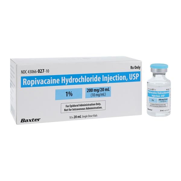 Ropivacaine HCl Injection 1% 10mg/mL Preservative Free SDV 20mL 10/Bx