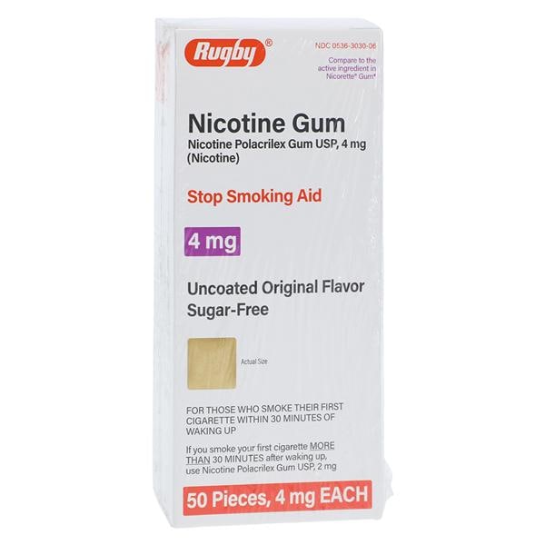 Nicotine Polacrilex Smoking Cessation Gum 4mg Original Blister Pack 50/Bx