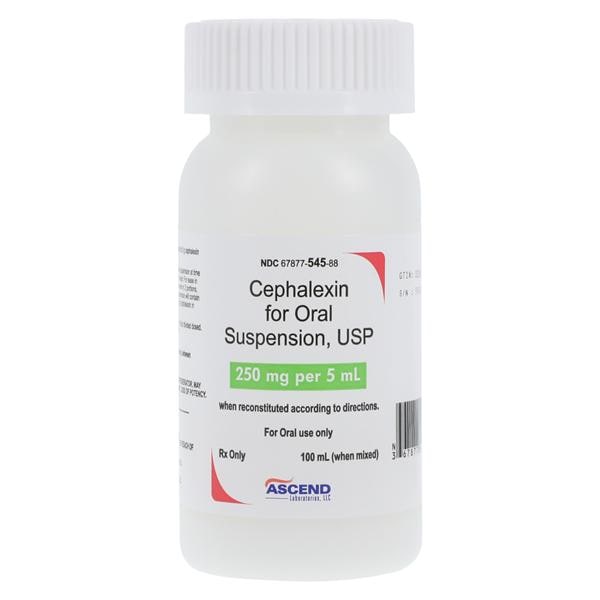 Cephalexin Oral Suspension 250mg/5mL Strawberry Bottle 100mL/Bt