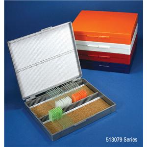 Slide Storage Box For Microscope Red 100 Position Ea