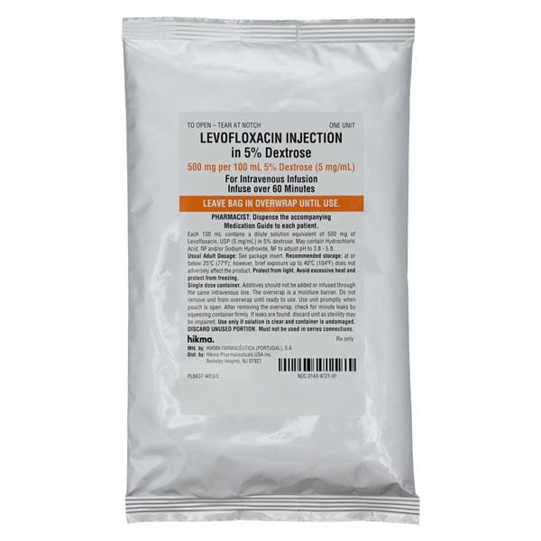 Levofloxacin in 5% Dextrose Injection 5mg/mL Bag 100mL 24/Pk